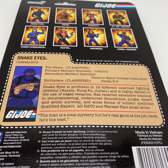 G.I. Joe Reaction Figures Snake Eyes Commando Super 7 Hasbro 2021 New - Picture 5 of 5